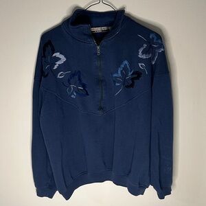 Navy Floral Cowl Neck Sweater